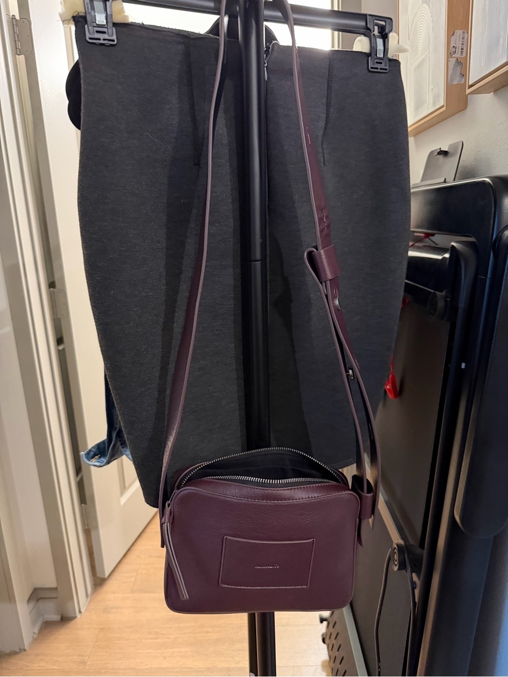 AllSaints Plum Leather Crossbody Bag